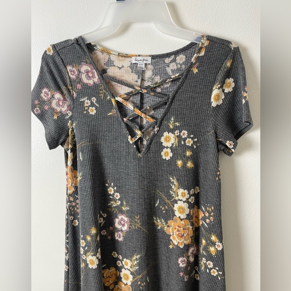 Love Fire Flowers Print RibbedT-Shirt Mini Dress Size XS - Picture 4 of 10